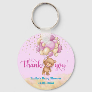 Porte-clés Joli ballon en forme d'ours en peluche rose pour B