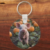 Porte-clés Joli Bébé Cochon Dans Le Patch Citrouille, (Verso)