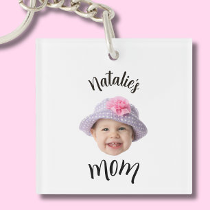 Porte-clés Joli Bébé Enfant Visage Photo Nom de l'Enfant Mam