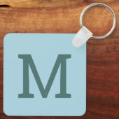 Porte-clés Joli bleu clair simple Monogramme Porte - clé init (Verso)