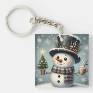 Porte-clés Joli bonhomme de neige fantaisiste de Noël/hiver