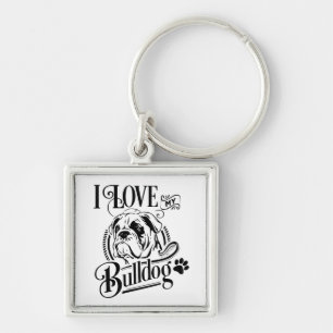 Porte-clés Joli Bouledogue Anglais - J'adore mon chiot Bouled