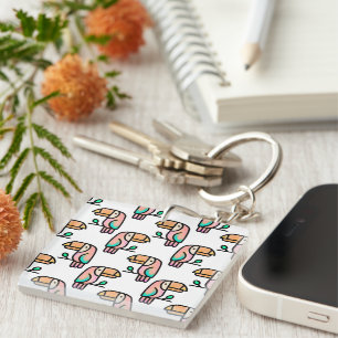 Porte-clés joli cadeau d'animal de toucan tropical mignon pou