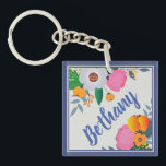 Porte-clés Joli cadre Floral Personnalisé<br><div class="desc">Joli porte - clé personnalisé pour elle.</div>