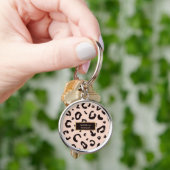 Porte-clés Joli cadre léopard rose or (main)