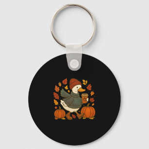 Porte-clés Joli Canard d'Automne Latte aux Épices de Citrouil