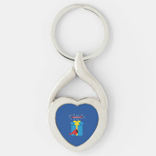 Porte-clés Joli Cardinal Rouge Avec Cadeau Bleu