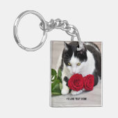 Porte-clés Joli chat avec la rose rouge (Devant gauche)