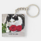 Porte-clés Joli chat avec la rose rouge (Dos)