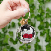 Porte-clés Joli chat avec la rose rouge (Main)