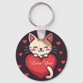 Porte-clés Joli Chat Blanc avec Design Kawaii Amour Chaton (Verso)