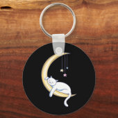Porte-clés Joli Chat Blanc Endormi (Recto)
