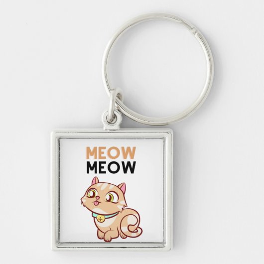 Porte-clés Joli chat brun miaulant (Devant)