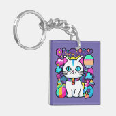 Porte-clés Joli Chat Cosmique Blanc (Devant gauche)