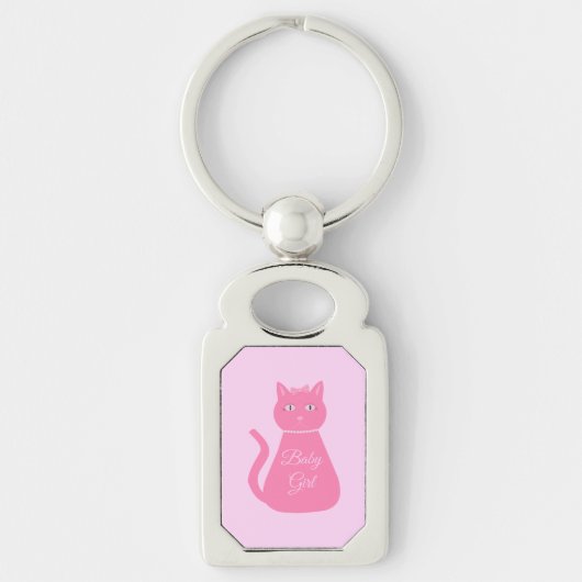 Porte-clés Joli chat fille rose sur mesure (Devant)