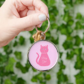 Porte-clés Joli chat fille rose sur mesure (Main)