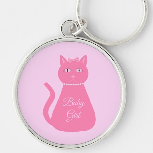 Porte-clés Joli chat fille rose sur mesure (Devant)