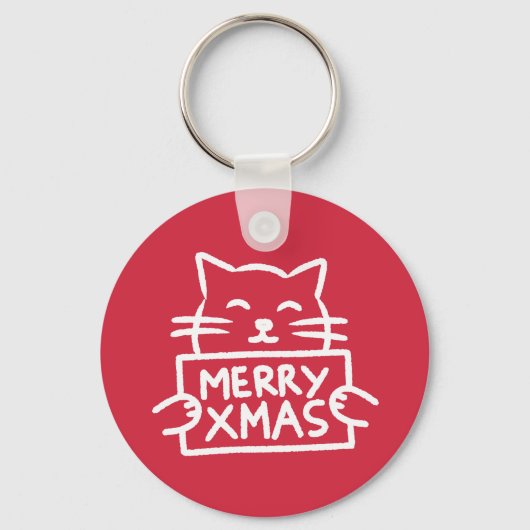 Porte-clés Joli Chat Joyeux Noël (Recto)