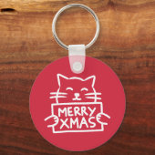 Porte-clés Joli Chat Joyeux Noël (Recto)