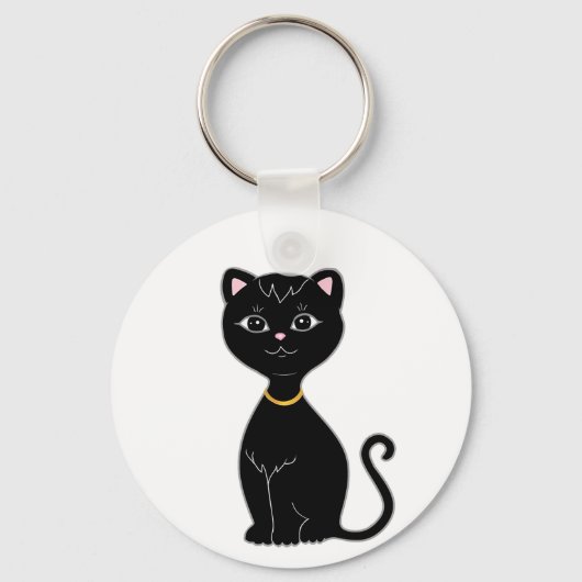 Porte-clés Joli Chat Noir (Recto)