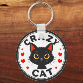 Porte-clés Joli chat noir avec des cœurs (Recto)