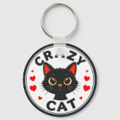 Porte-clés Joli chat noir avec des cœurs (Verso)