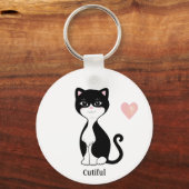 Porte-clés Joli chat smoking et cœur (Verso)