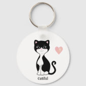 Porte-clés Joli chat smoking et cœur (Verso)