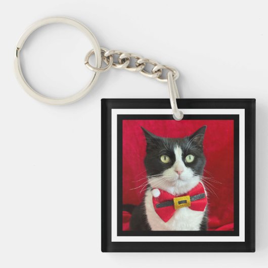Porte-clés Joli chat smoking pour Noël (Devant)