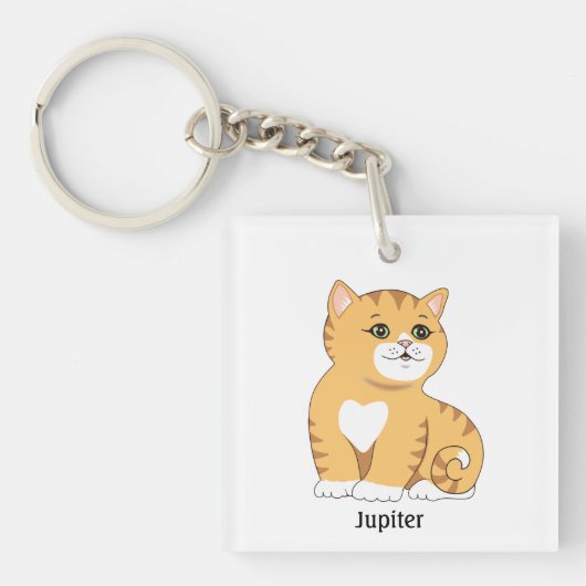 Porte-clés Joli chat tigré orange (Devant)