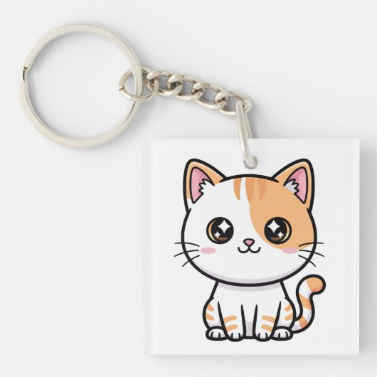 Porte-clés Joli chaton orange kawaii tabby (Devant)
