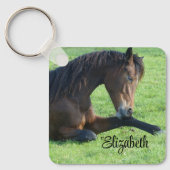 Porte-clés Joli Cheval Brown allongé dans l'herbe (Recto)