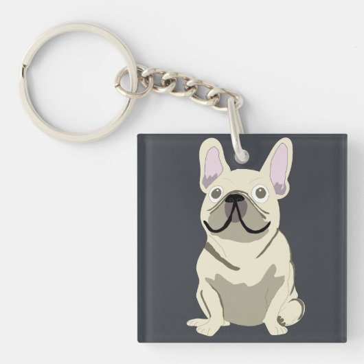 Porte-clés Joli chien, frenchie (Devant)