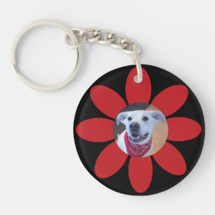 Porte-clés Joli Chien Photo Vous Me Faites Sourire Rouge Fleu