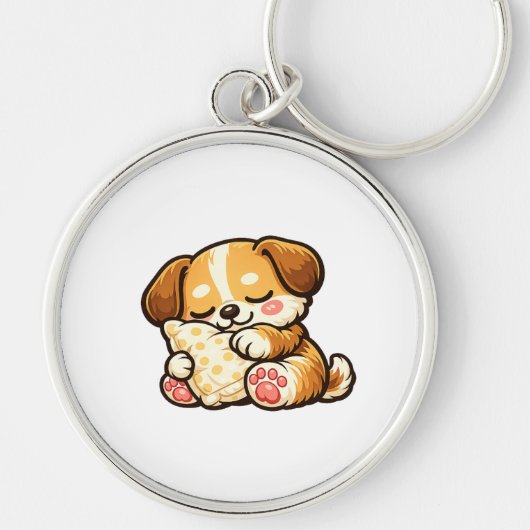 Porte-clés Joli chiot endormi avec un oreiller (Devant)