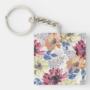 Porte-clés Joli chrysanthème rose Vintage