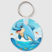 Porte-clés Joli Dauphin de Dauphin Dessiné dans l'eau (Verso)