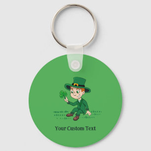 Porte-clés Joli dessin animé leprechaun avec shamrock et arc-