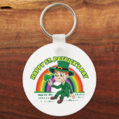 Porte-clés Joli dessin animé leprechaun avec shamrock et arc- (Recto)