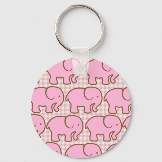 Porte-clés Joli éléphants roses sur Motif rose (Recto)