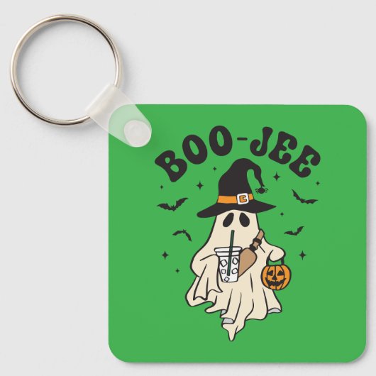 Porte-clés Joli fantôme boo avec café glacé (Recto)