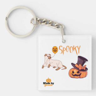 Porte-clés Joli Fantôme de Chien Éffrayant et Citrouille Hall