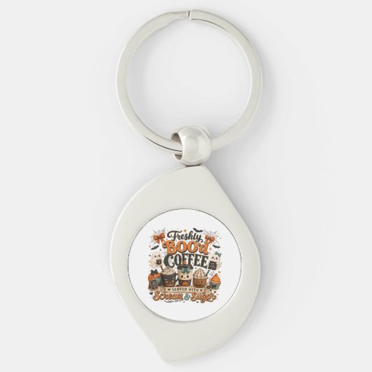 Porte-clés Joli Fantôme Ensorcelant Amateur de Café Halloween (Devant)