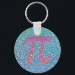 Porte-clés Joli Faux Parties scintillant Aquamarine bleu rose<br><div class="desc">Porte - clé numérique chic pi. Petit accessoire amusant pour un amoureux des mathématiques. Le design est dominé par un joli symbole rose pour le nombre pi. L'arrière - plan est un mélange d'aquamarine et de bleu. L'ensemble du design est fait et imprimé pour ressembler à la surface est fait...</div>
