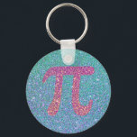 Porte-clés Joli Faux Parties scintillant Aquamarine bleu rose<br><div class="desc">Porte - clé numérique chic pi. Petit accessoire amusant pour un amoureux des mathématiques. Le design est dominé par un joli symbole rose pour le nombre pi. L'arrière - plan est un mélange d'aquamarine et de bleu. L'ensemble du design est fait et imprimé pour ressembler à la surface est fait...</div>