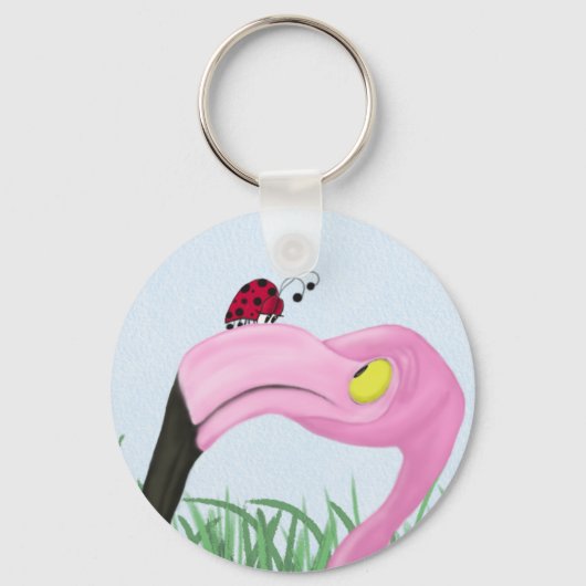 Porte-clés Joli Flamant rose rose (Recto)