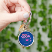 Porte-clés Joli Floral moderne bleu foncé (main)