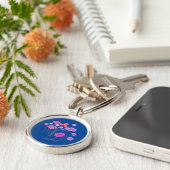 Porte-clés Joli Floral moderne bleu foncé (Côté)