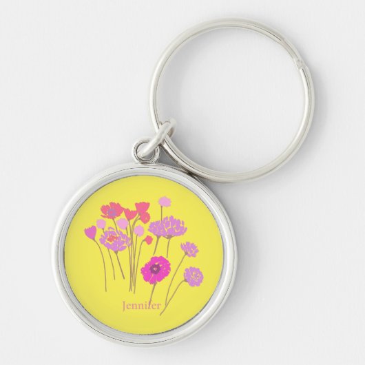 Porte-clés Joli Floral Moderne Jaune (Devant)