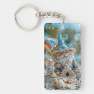 Porte-clés Joli gnome de plage avec parapluie